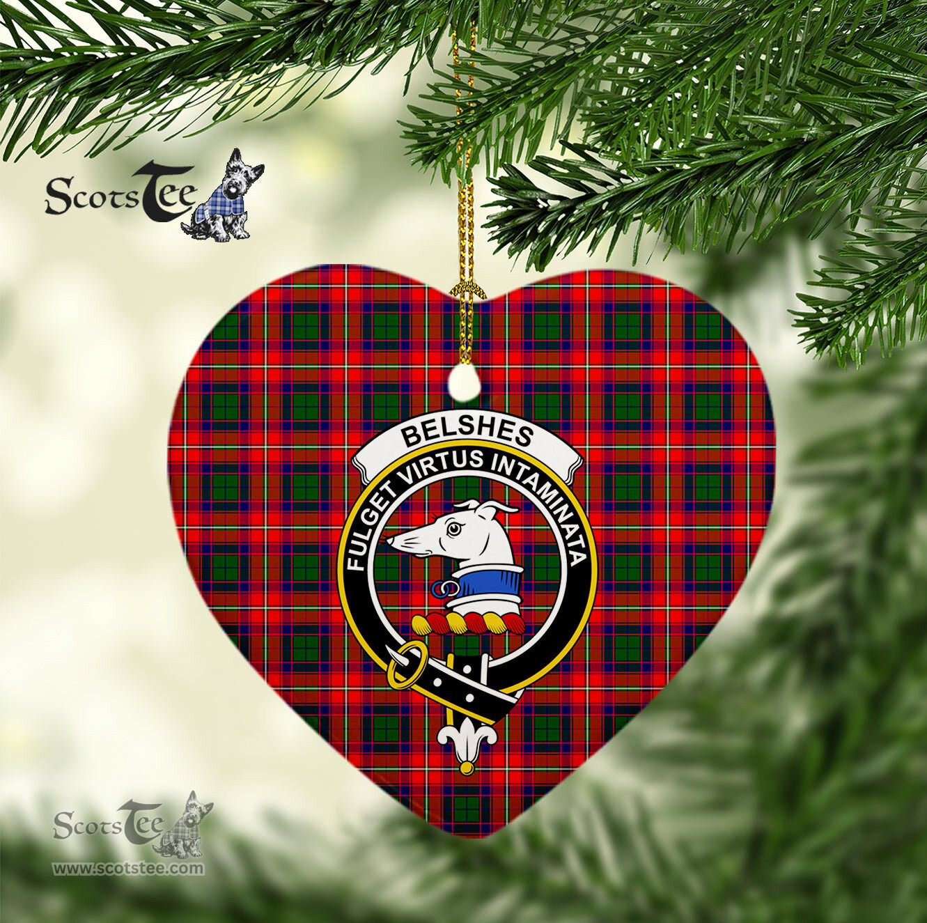 Belshes Scottish Clan Plaid Ornament Gift. Christmas Tree Ornament Belshes Christmas Ornament, Christmas Heart Ornament, Plaid Heart Ornament, Tartan Ornament, Tartan Heart Ornament