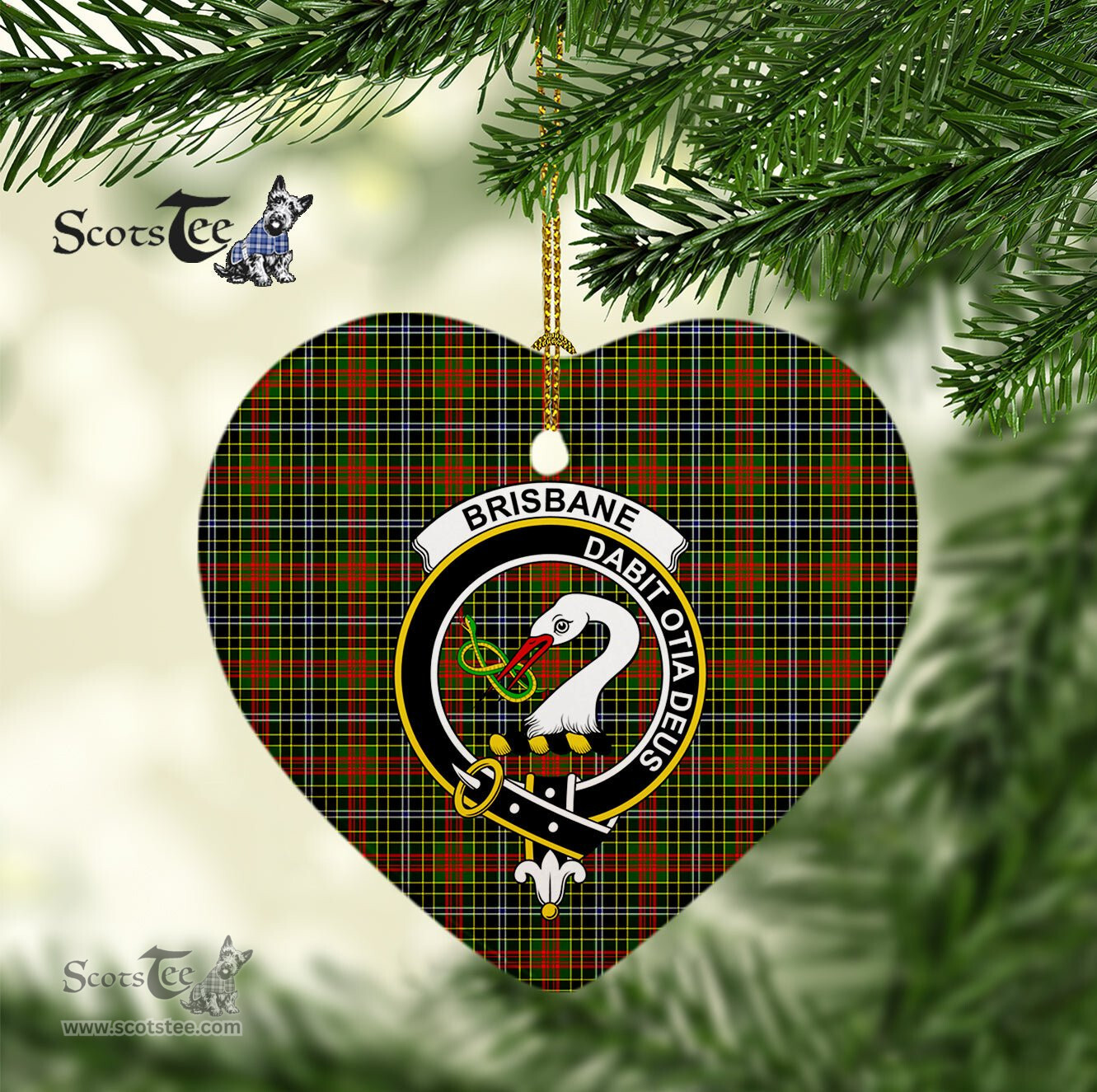 Brisbane Scottish Clan Plaid Ornament Gift. Christmas Tree Ornament Brisbane Clan Tartan Ornament Great Christmas Ornaments Gift Heart Ornament - Scotstee Shop