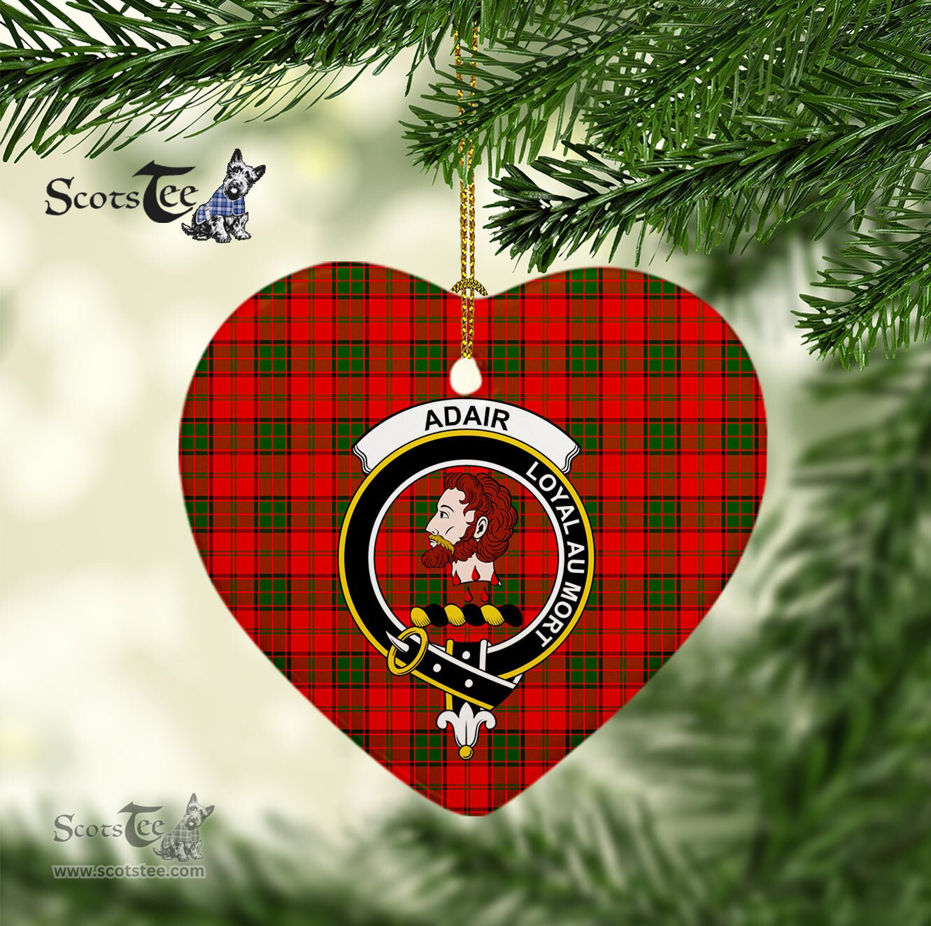 Adair Scottish Clan Plaid Ornament Gift. Christmas Tree Ornament Adair Christmas Ornament, Christmas Heart Ornament, Plaid Heart Ornament, Tartan Ornament, Tartan Heart Ornament