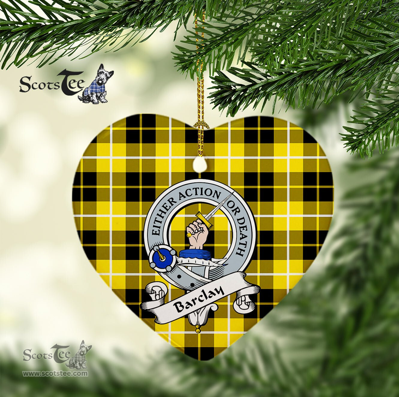 Barclay Scottish Clan Badge Plaid Ornament Gift. Christmas Tree Ornament Barclay Clan Tartan Ornament Great Christmas Ornaments Gift Heart Ornament - Scotstee Shop