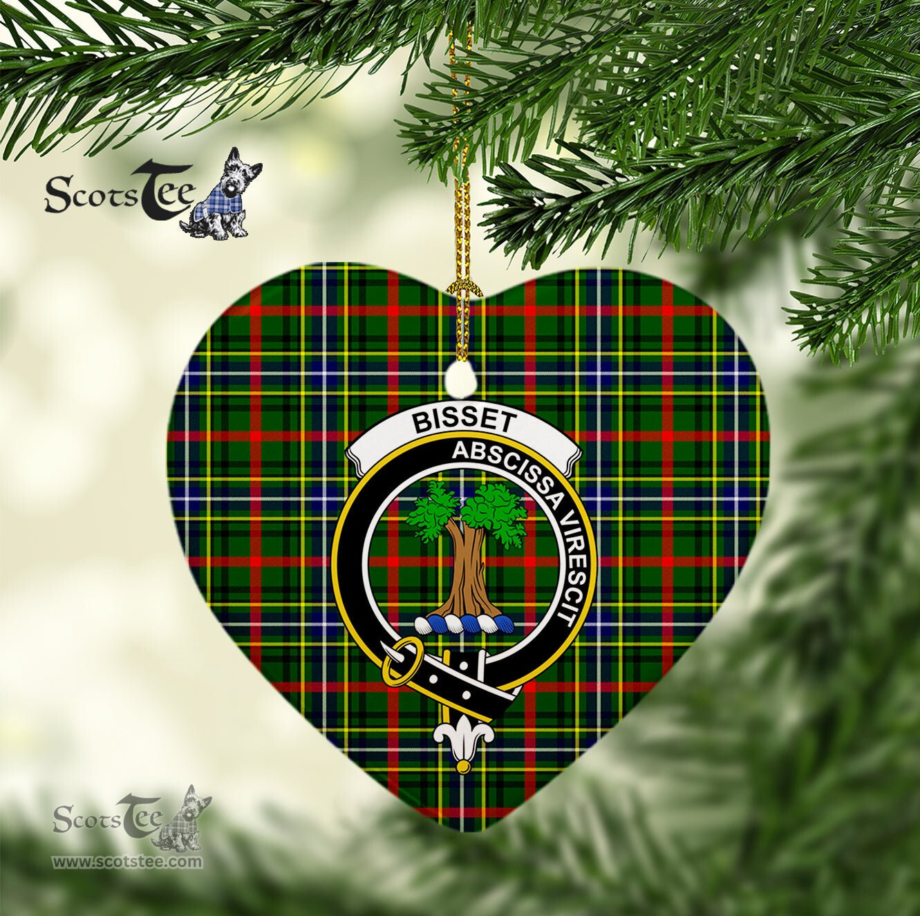 Bisset Scottish Clan Plaid Ornament Gift. Christmas Tree Ornament Bisset Christmas Ornament, Christmas Heart Ornament, Plaid Heart Ornament, Tartan Ornament, Tartan Heart Ornament