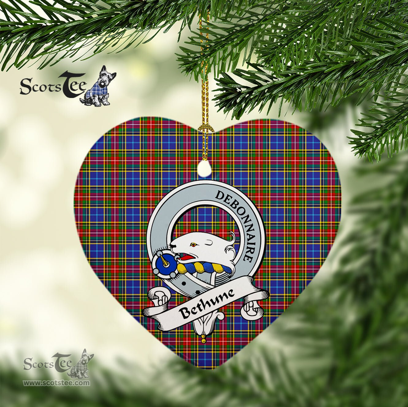 Bethune Scottish Clan Badge Plaid Ornament Gift. Christmas Tree Ornament Bethune Clan Tartan Ornament Great Christmas Ornaments Gift Heart Ornament - Scotstee Shop
