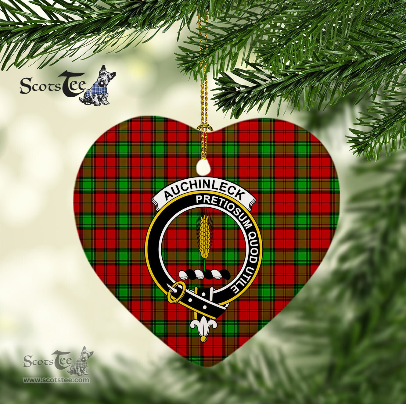 Auchinleck Scottish Clan Plaid Ornament Gift. Christmas Tree Ornament Auchinleck Clan Tartan Ornament Great Christmas Ornaments Gift Heart Ornament - Scotstee Shop