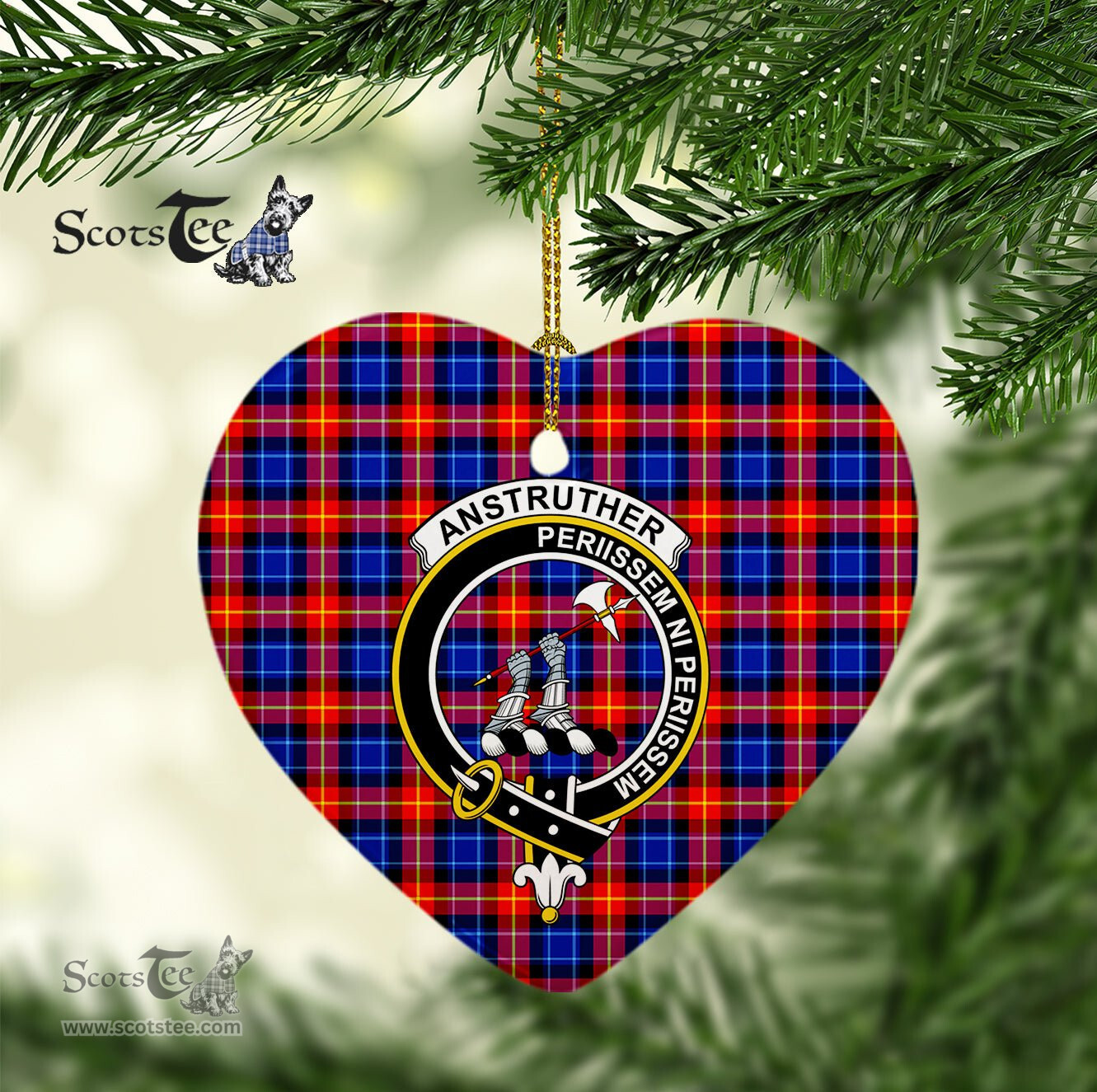 Anstruther Scottish Clan Plaid Ornament Gift. Christmas Tree Ornament Anstruther Clan Tartan Ornament Great Christmas Ornaments Gift Heart Ornament - Scotstee Shop