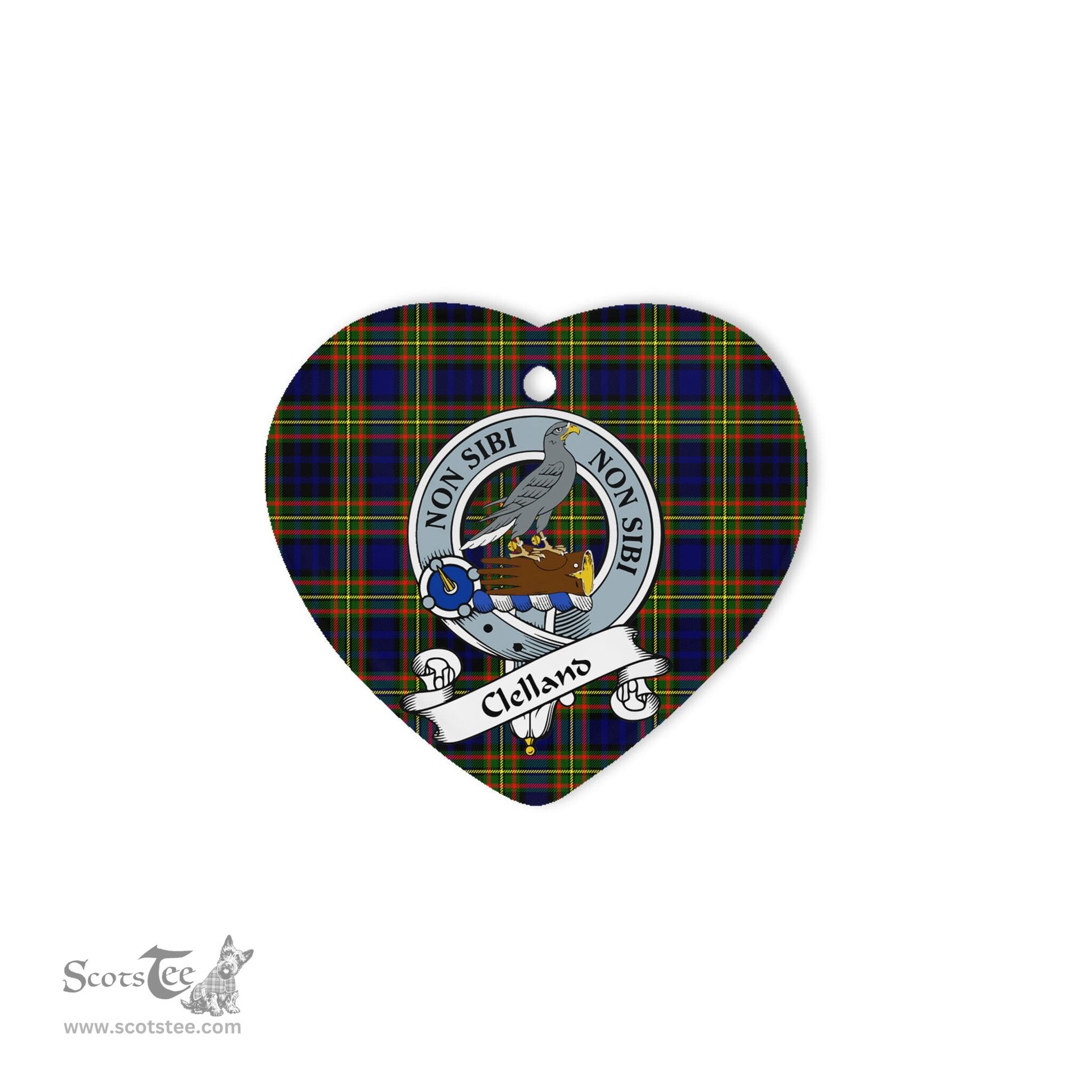 Clelland Scottish Clan Badge Plaid Christmas Ornaments Gift Heart Ornament Clelland Clan Tartan Ornaments, Plaid Ornament, christmas Ornament, plaid christmas ornament