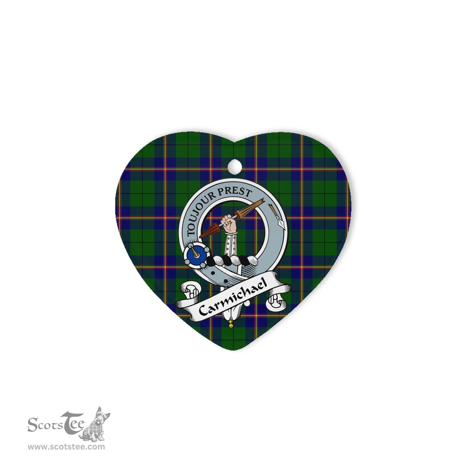 Carmichael Scottish Clan Badge Plaid Christmas Ornaments Gift Heart Ornament Carmichael Clan Tartan Ornaments, Plaid Ornament, christmas Ornament, plaid christmas ornament