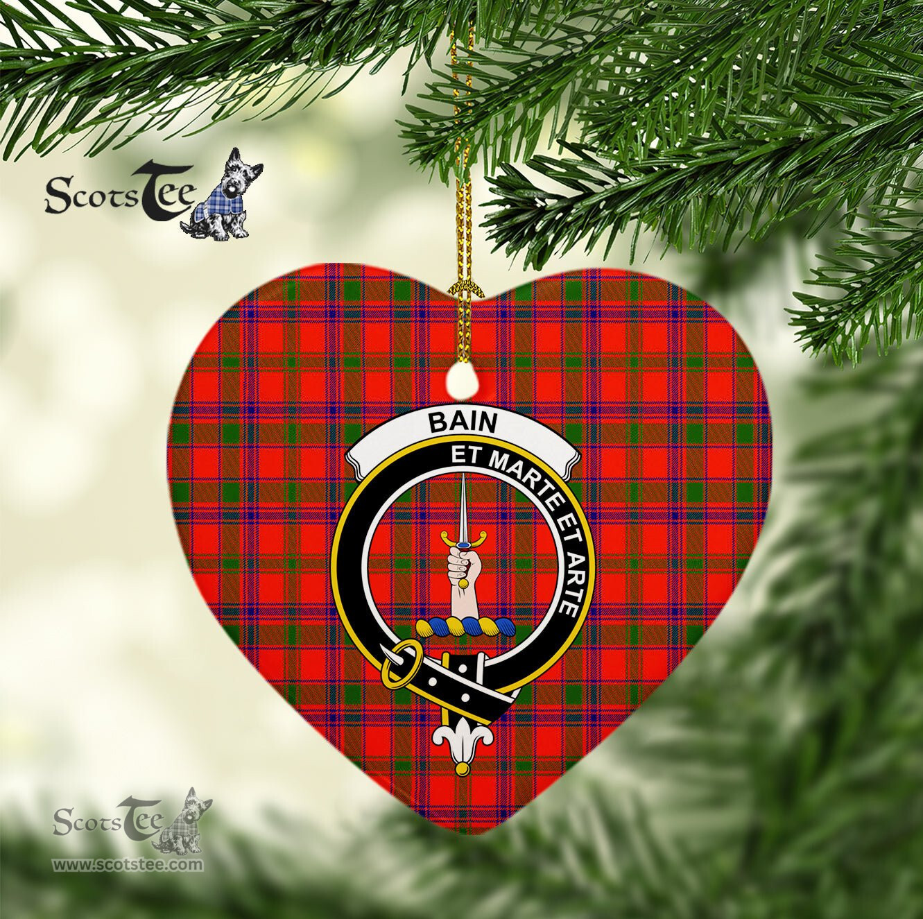 Bain Scottish Clan Plaid Ornament Gift. Christmas Tree Ornament Bain Christmas Ornament, Christmas Heart Ornament, Plaid Heart Ornament, Tartan Ornament, Tartan Heart Ornament