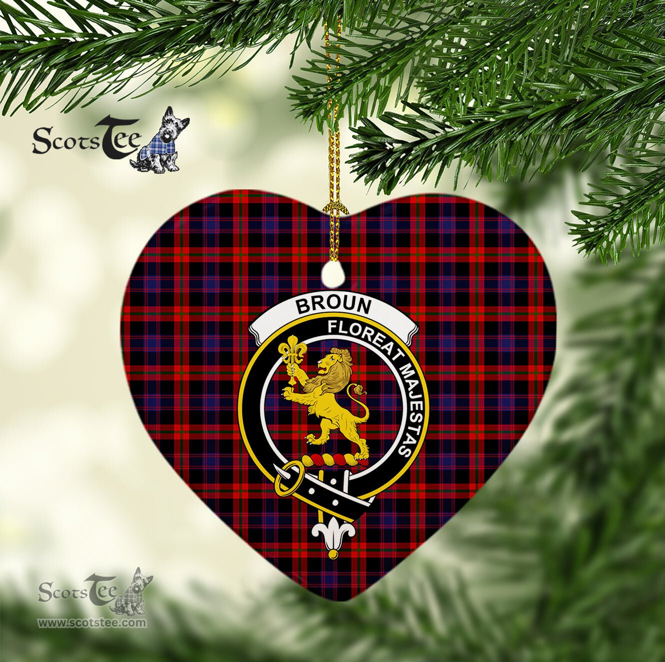 Broun Scottish Clan Plaid Ornament Gift. Christmas Tree Ornament Broun Christmas Ornament, Christmas Heart Ornament, Plaid Heart Ornament, Tartan Ornament, Tartan Heart Ornament