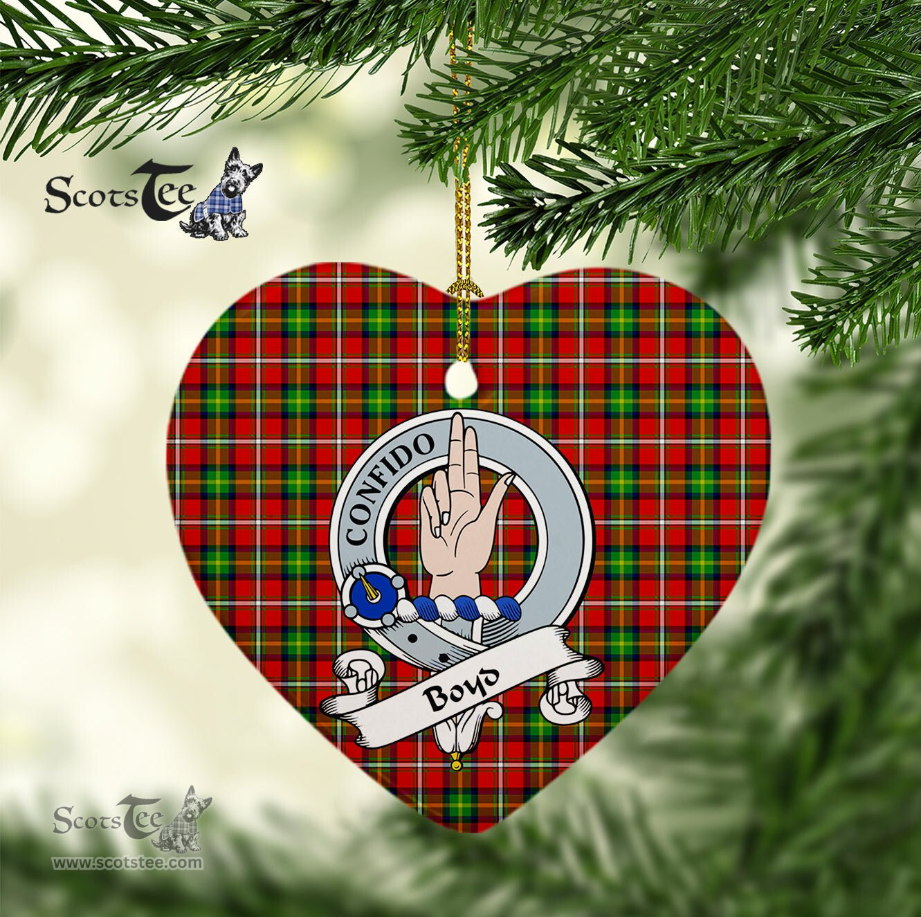 Boyd Scottish Clan Badge Plaid Ornament Gift. Christmas Tree Ornament Boyd Clan Tartan Ornament Great Christmas Ornaments Gift Heart Ornament