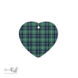MacDonald Of The Isles Hunting Ancient Tartan Heart Ornaments, Christmas Tree Ornament, Plaid Christmas Ornaments, Ceramic Heart Christmas Tree Decoration, Christmas Ornament, Plaid Ornament, Tartan Ornament, Buffalo Plaid Ornament