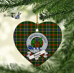 Bisset Scottish Clan Badge Plaid Christmas Ornaments Gift Heart Ornament Christmas Tree Ornament Bisset Clan Tartan Ornament