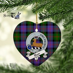 Blair Scottish Clan Badge Plaid Christmas Ornaments Gift Heart Ornament Christmas Tree Ornament Blair Clan Tartan Ornament
