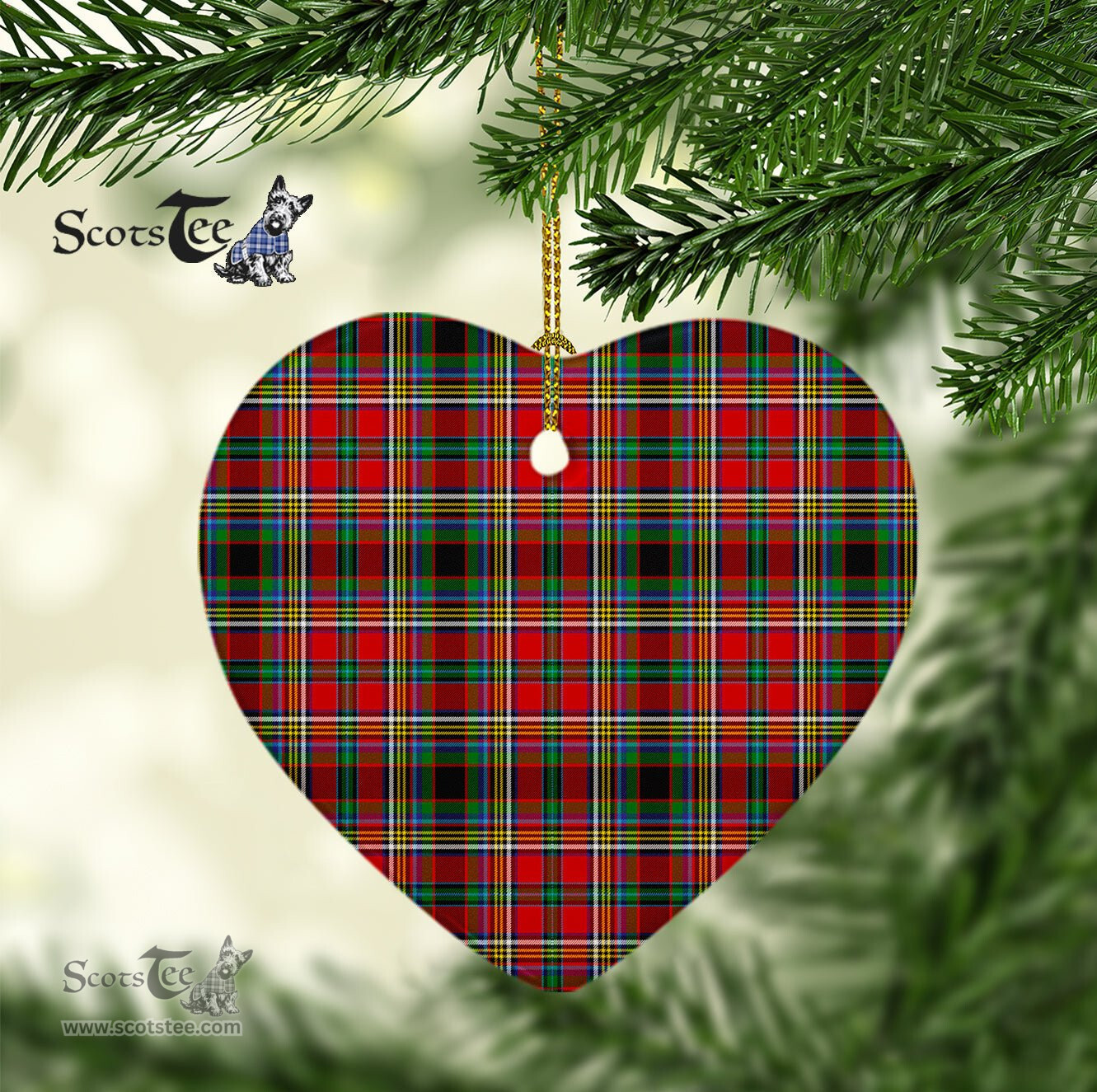 Anderson Of Arbrake Tartan Heart Ornaments, Christmas Tree Ornament, Plaid Christmas Ornaments, Ceramic Heart Christmas Tree Decoration, Christmas Ornament, Plaid Ornament, Tartan Ornament, Buffalo Plaid Ornament
