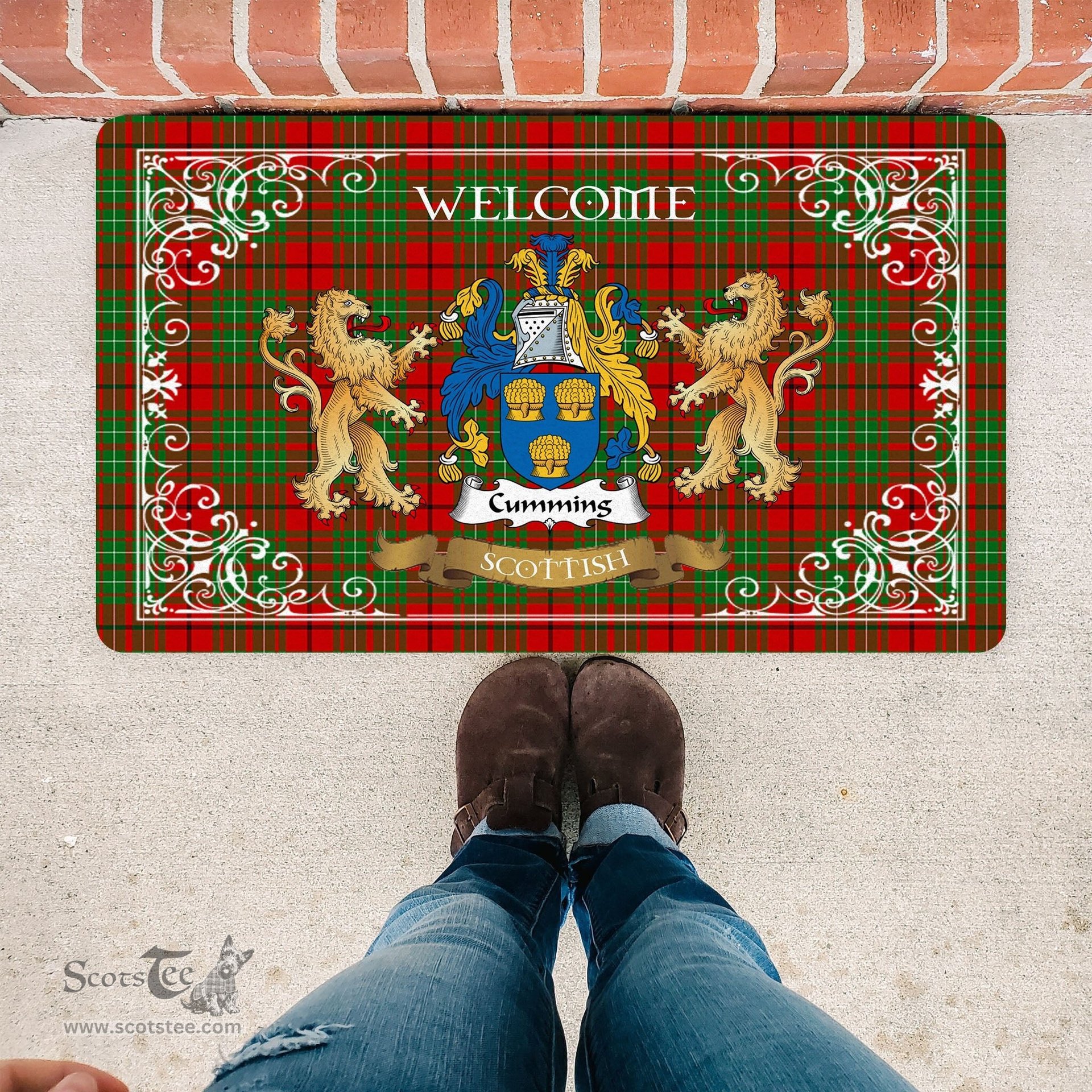 Personalized Doormat, Custom Door Mats, Tartan Door Mat The Family Cumming Modern Welcome Mat, Plaid Doormat Scottish, Custom Welcome Mats, Personalized Door Mat