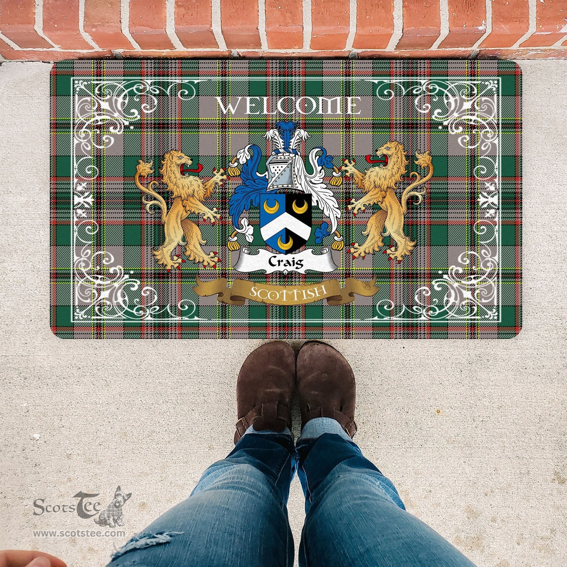 Personalized Doormat, Custom Door Mats, Tartan Door Mat The Family Craig Ancient Welcome Mat, Plaid Doormat Scottish, Custom Welcome Mats, Personalized Door Mat