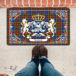 Scotstee Shop Tartan Door Mat Scottish Bethune Clan Badge Tartan Door Mat, Plaid Doormat, Custom Welcome Mats, Personalized Door Mat