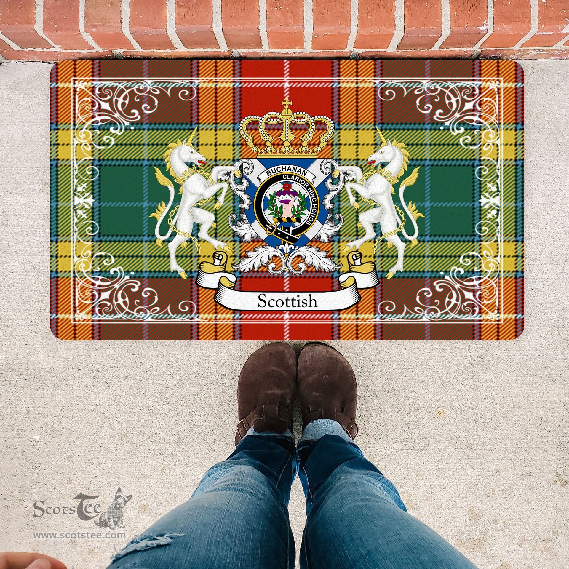 Personalized Doormat, Custom Door Mats, Welcome Mat Scottish Buchanan Old Sett Tartan Door Mat, Plaid Doormat, Custom Welcome Mats, Personalized Door Mat