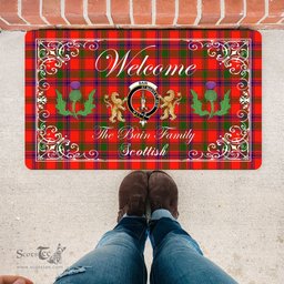 Personalized Doormat, Custom Door Mats, Welcome Mat Scottish Clan Bain Tartan Door Mat, Plaid Doormat With Thistle and Two Lion Scottish, Custom Welcome Mats, Personalized Door Mat