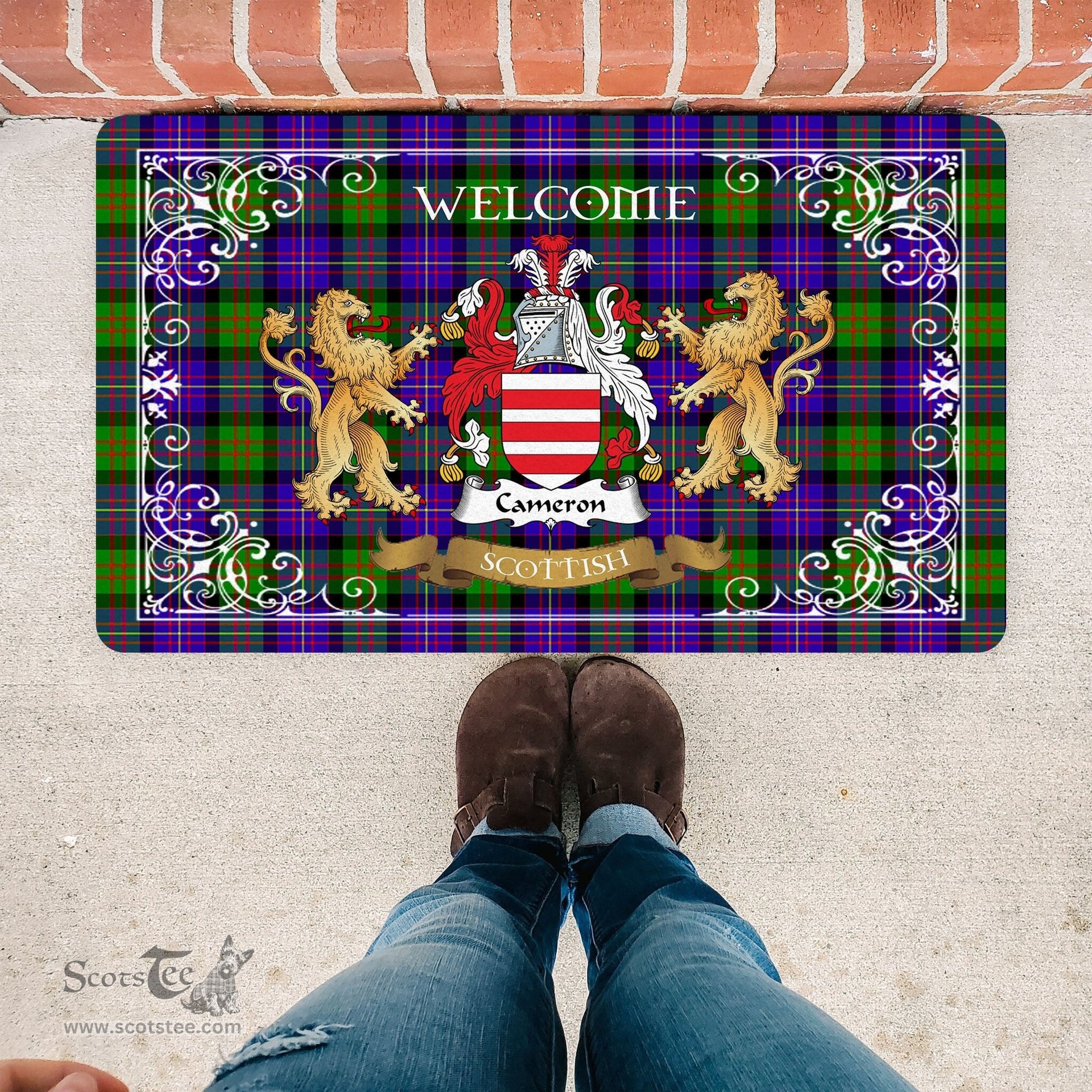 Personalized Doormat, Custom Door Mats, Tartan Door Mat The Family Cameron Welcome Mat, Plaid Doormat Scottish, Custom Welcome Mats, Personalized Door Mat