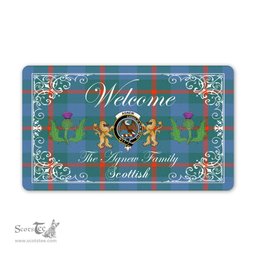Scotstee Shop - Doormat - Welcome Mat Scottish Clan Agnew Ancient Tartan Door Mat, Plaid Doormat With Thistle and Two Lion Scottish