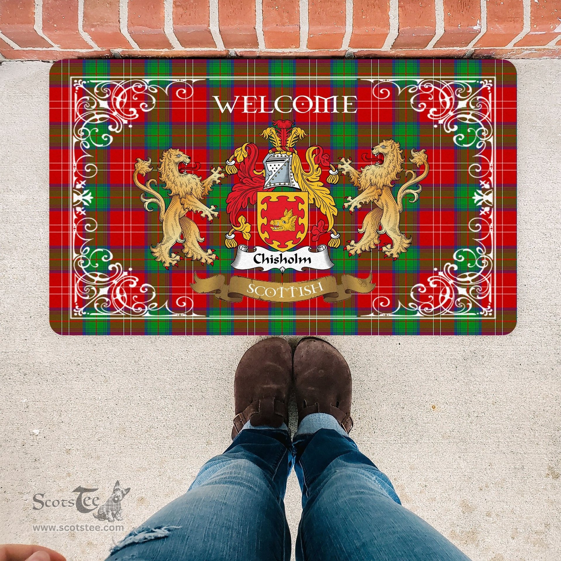 Personalized Doormat, Custom Door Mats, Tartan Door Mat The Family Chisholm Welcome Mat, Plaid Doormat Scottish, Custom Welcome Mats, Personalized Door Mat