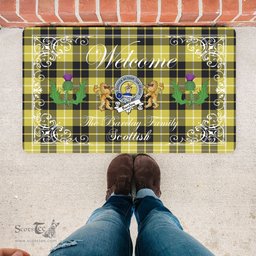 Personalized Doormat, Custom Door Mats, Welcome Mat Scottish Clan Badge Barclay Dress Modern Tartan Door Mat, Plaid Doormat With Thistle and Two Lion Scottish, Custom Welcome Mats, Personalized Door Mat