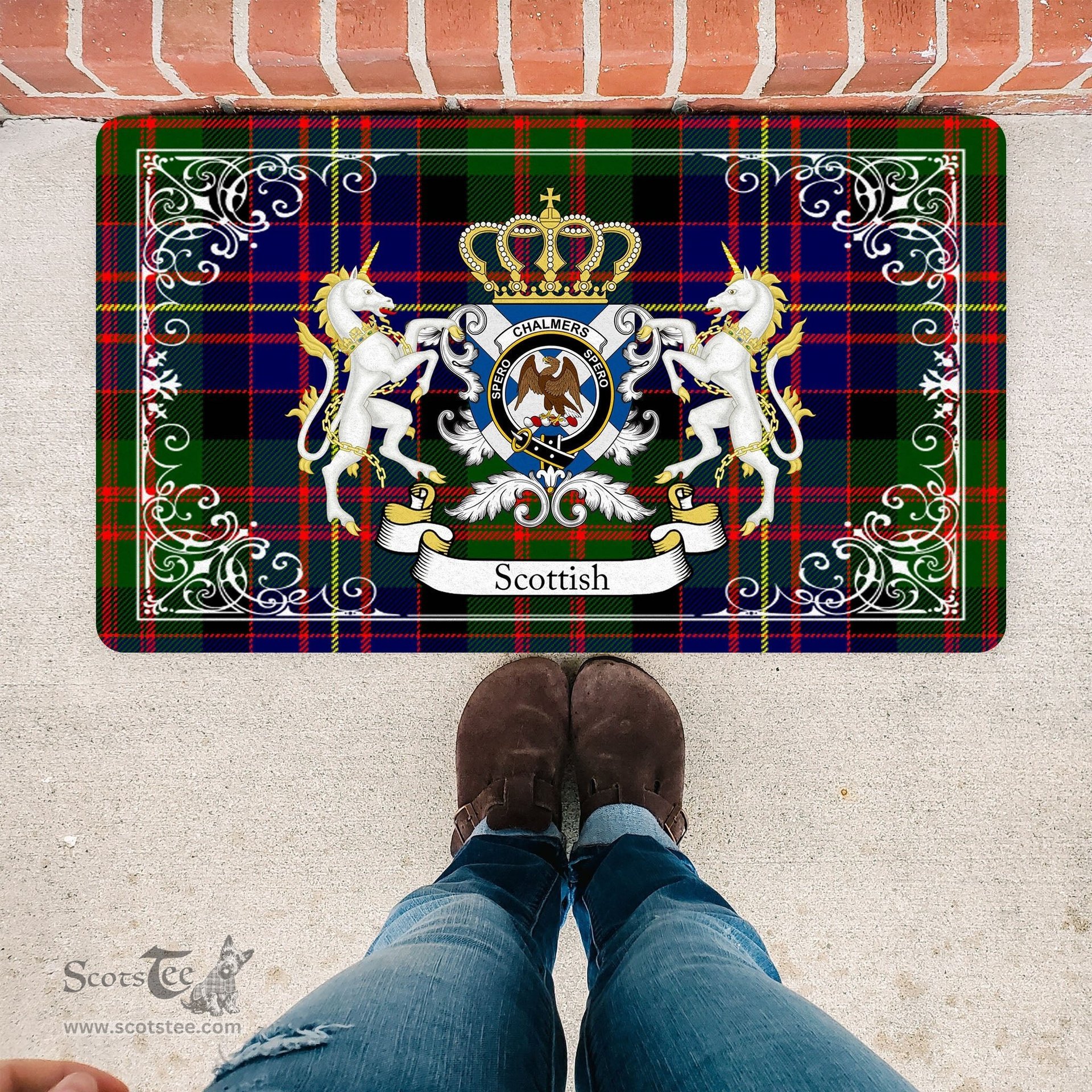 Personalized Doormat, Custom Door Mats, Welcome Mat Scottish Chalmers Tartan Door Mat, Plaid Doormat, Custom Welcome Mats, Personalized Door Mat