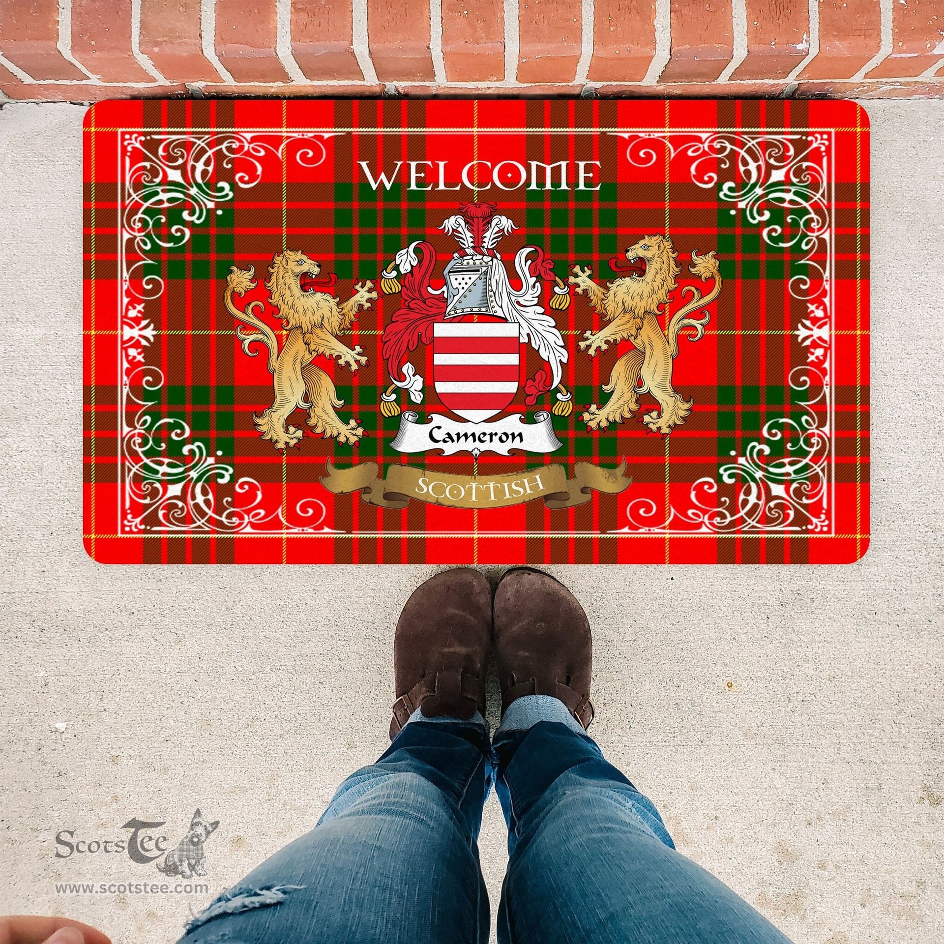 Personalized Doormat, Custom Door Mats, Tartan Door Mat The Family Cameron Modern Welcome Mat, Plaid Doormat Scottish, Custom Welcome Mats, Personalized Door Mat