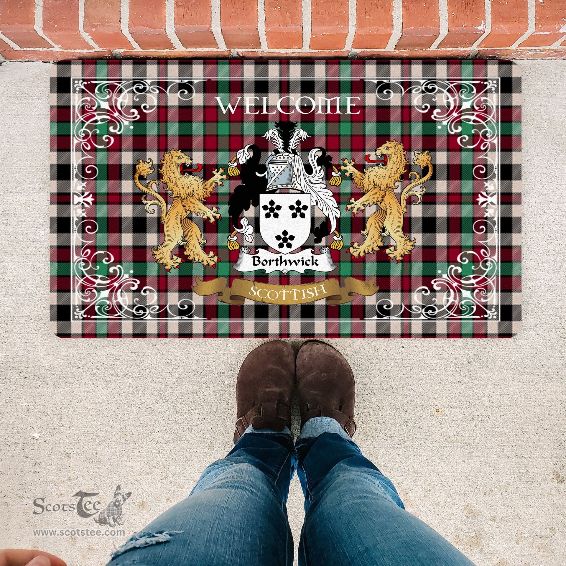 Personalized Doormat, Custom Door Mats, Tartan Door Mat The Family Borthwick Ancient Welcome Mat, Plaid Doormat Scottish, Custom Welcome Mats, Personalized Door Mat