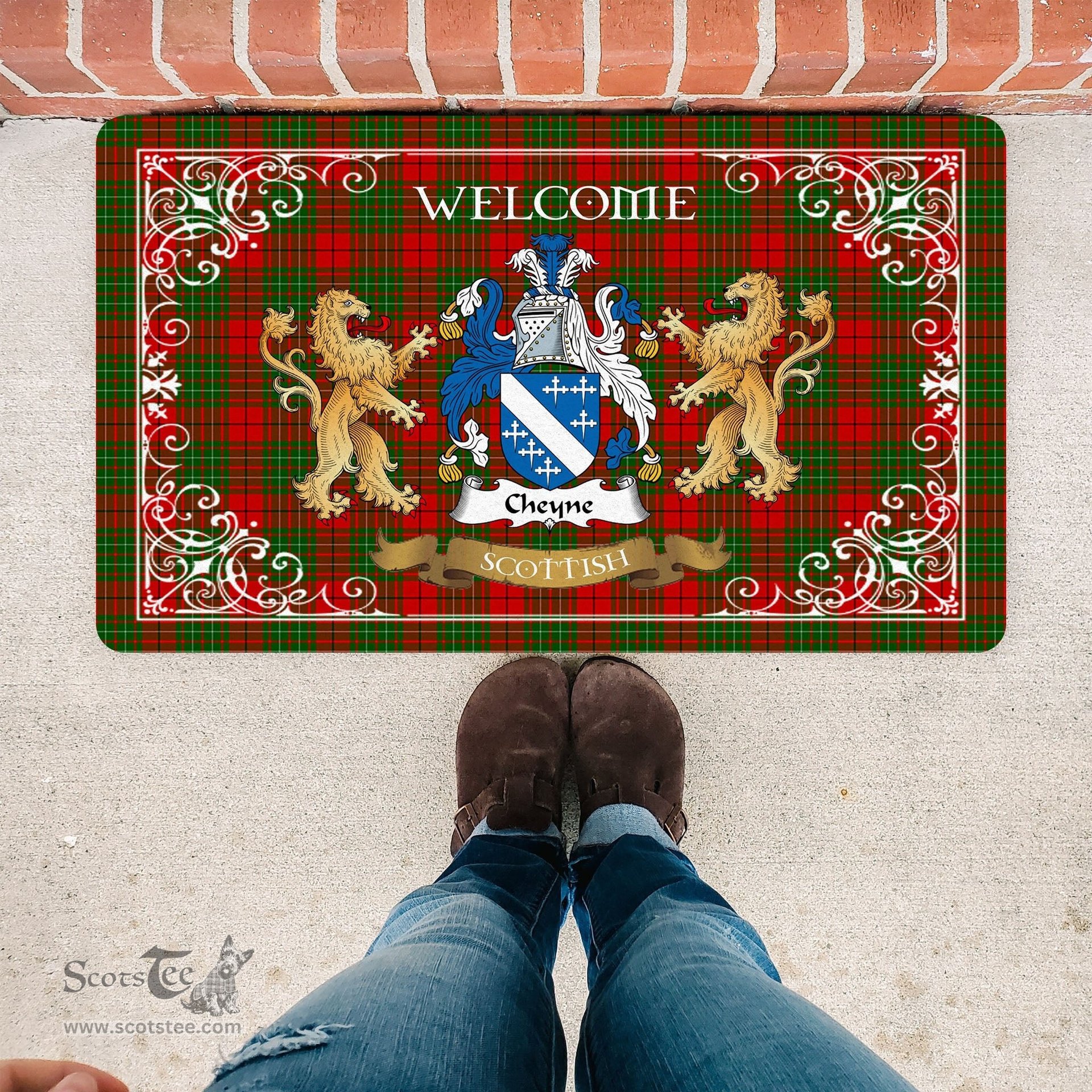 Personalized Doormat, Custom Door Mats, Tartan Door Mat The Family Cheyne Welcome Mat, Plaid Doormat Scottish, Custom Welcome Mats, Personalized Door Mat