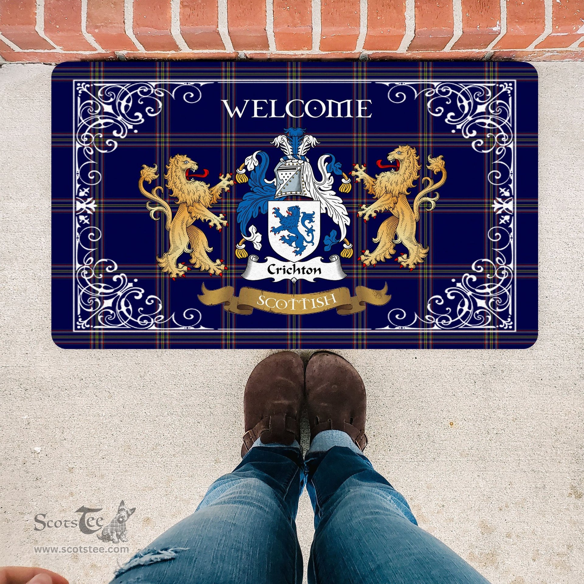 Personalized Doormat, Custom Door Mats, Tartan Door Mat The Family Crichton Welcome Mat, Plaid Doormat Scottish, Custom Welcome Mats, Personalized Door Mat