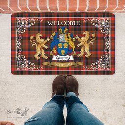 Personalized Doormat, Custom Door Mats, Tartan Door Mat The Family Cumming Hunting Weathered Welcome Mat, Plaid Doormat Scottish, Custom Welcome Mats, Personalized Door Mat