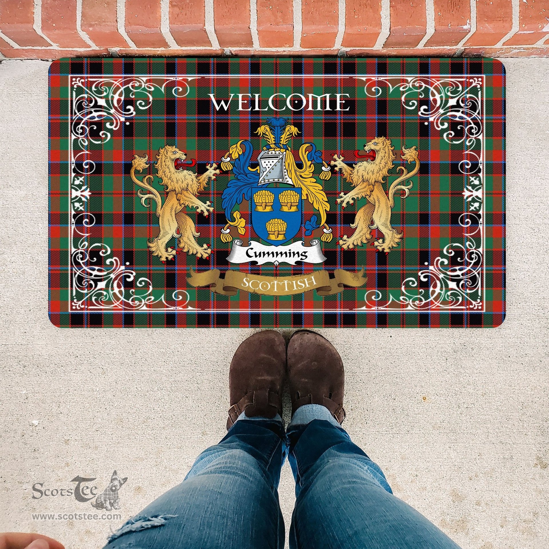 Personalized Doormat, Custom Door Mats, Tartan Door Mat The Family Cumming Hunting Ancient Welcome Mat, Plaid Doormat Scottish, Custom Welcome Mats, Personalized Door Mat