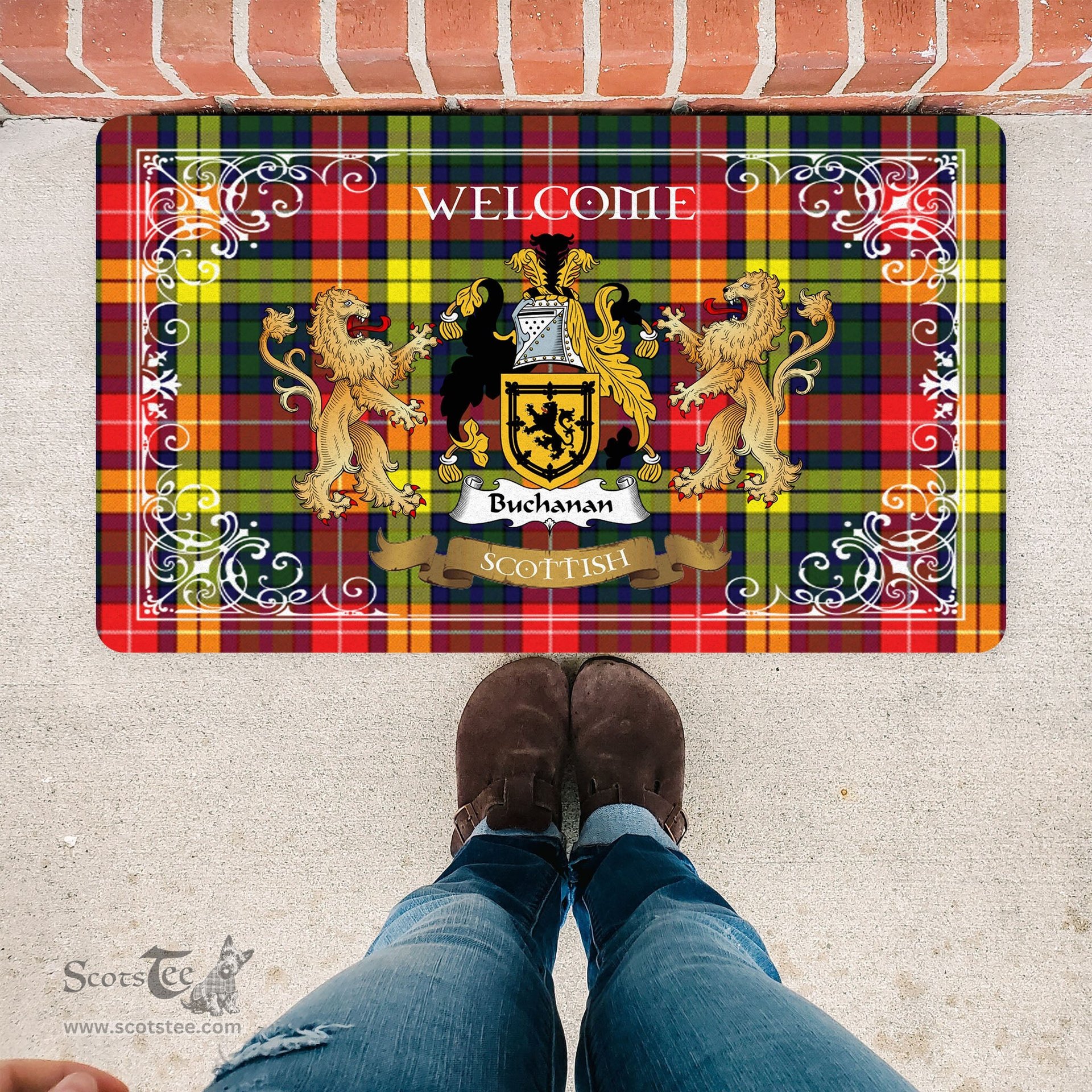 Personalized Doormat, Custom Door Mats, Tartan Door Mat The Family Buchanan Modern Welcome Mat, Plaid Doormat Scottish, Custom Welcome Mats, Personalized Door Mat