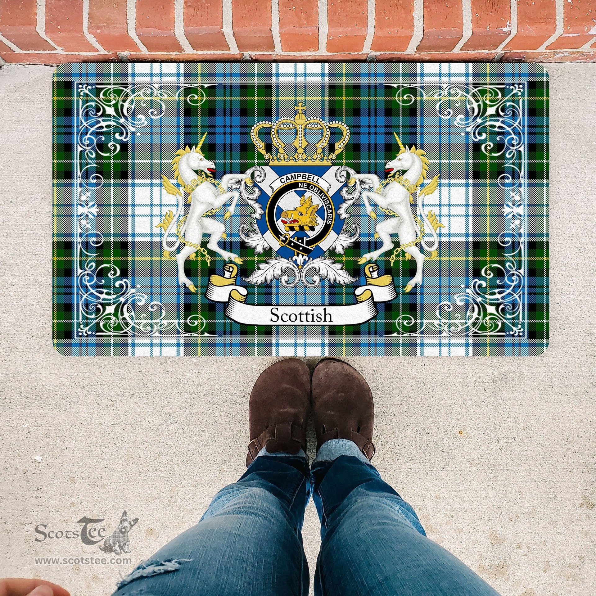 Personalized Doormat, Custom Door Mats, Welcome Mat Scottish Campbell Dress Tartan Door Mat, Plaid Doormat, Custom Welcome Mats, Personalized Door Mat
