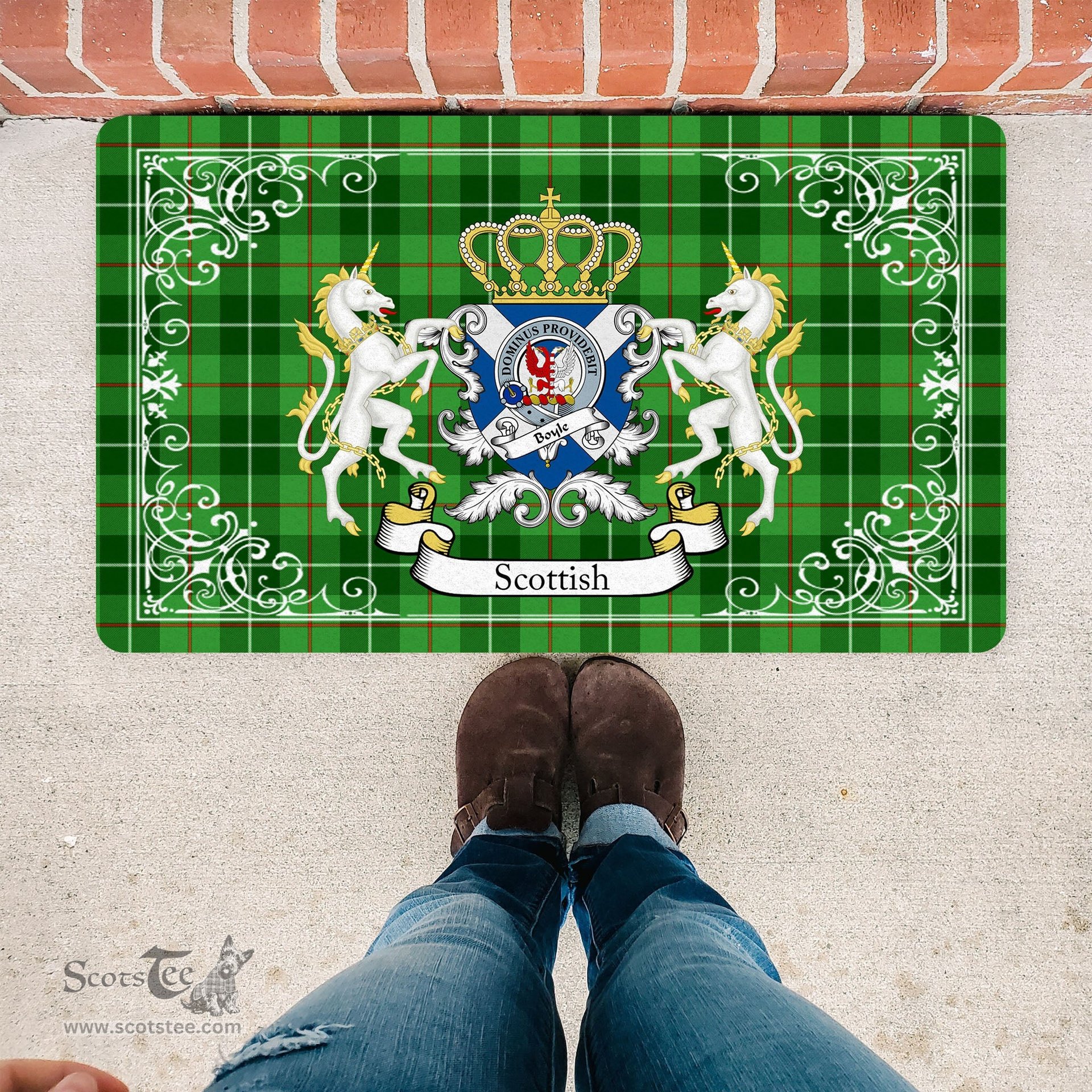 Scotstee Shop Tartan Door Mat Scottish Boyle Clan Badge Tartan Door Mat, Plaid Doormat, Custom Welcome Mats, Personalized Door Mat