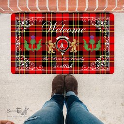 Personalized Doormat, Custom Door Mats, Welcome Mat Scottish Clan Brodie Tartan Door Mat, Plaid Doormat With Thistle and Two Lion Scottish, Custom Welcome Mats, Personalized Door Mat