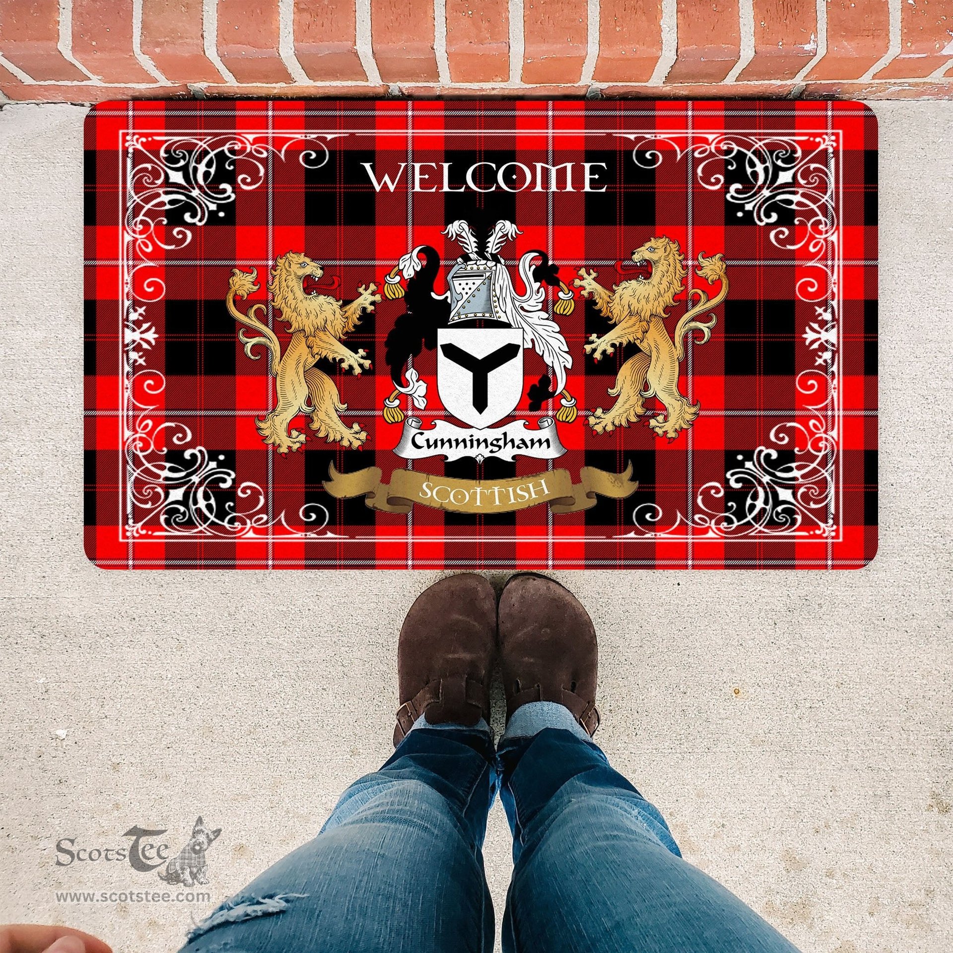 Personalized Doormat, Custom Door Mats, Tartan Door Mat The Family Cunningham Modern Welcome Mat, Plaid Doormat Scottish, Custom Welcome Mats, Personalized Door Mat