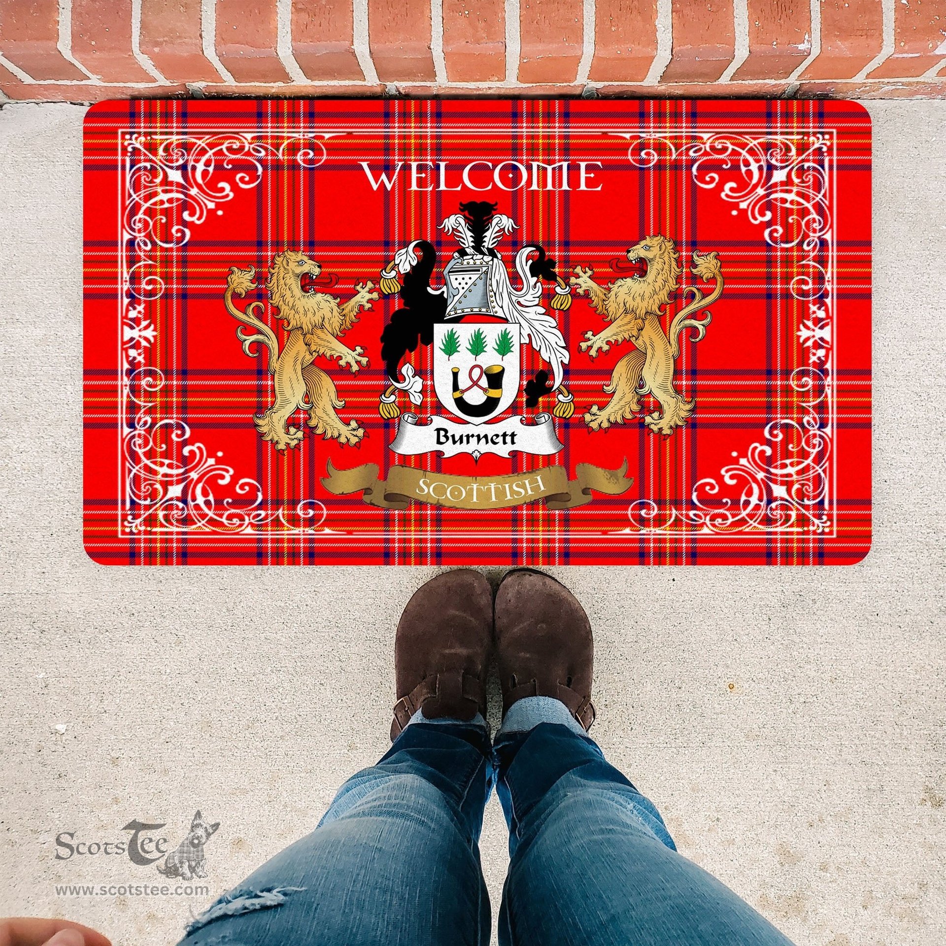 Personalized Doormat, Custom Door Mats, Tartan Door Mat The Family Burnett Modern Welcome Mat, Plaid Doormat Scottish, Custom Welcome Mats, Personalized Door Mat