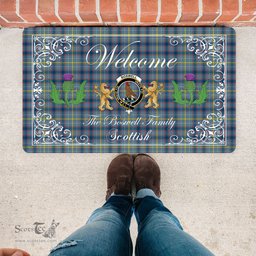 Personalized Doormat, Custom Door Mats, Welcome Mat Scottish Clan Boswell Tartan Door Mat, Plaid Doormat With Thistle and Two Lion Scottish, Custom Welcome Mats, Personalized Door Mat