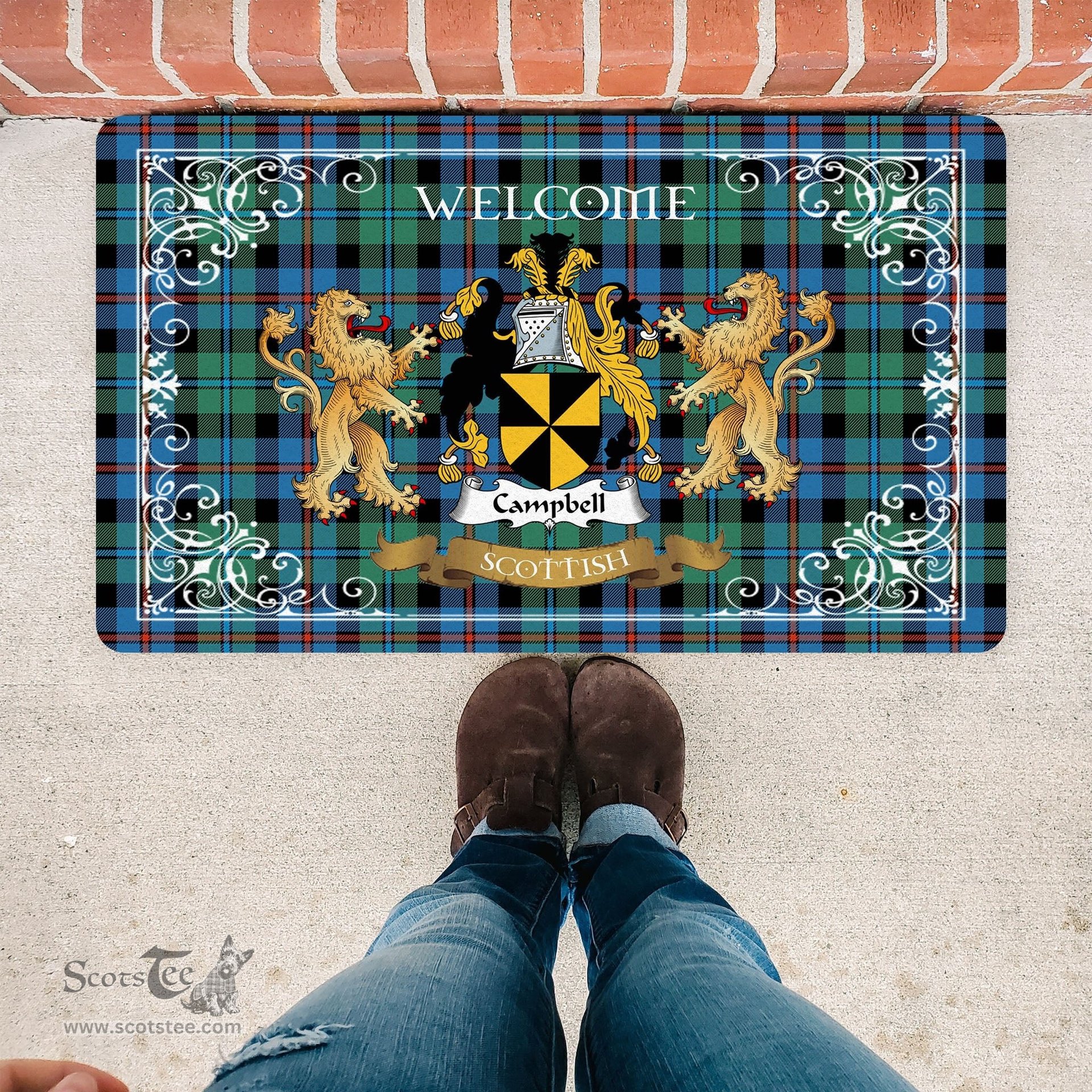 Personalized Doormat, Custom Door Mats, Tartan Door Mat The Family Campbell Dress Welcome Mat, Plaid Doormat Scottish, Custom Welcome Mats, Personalized Door Mat