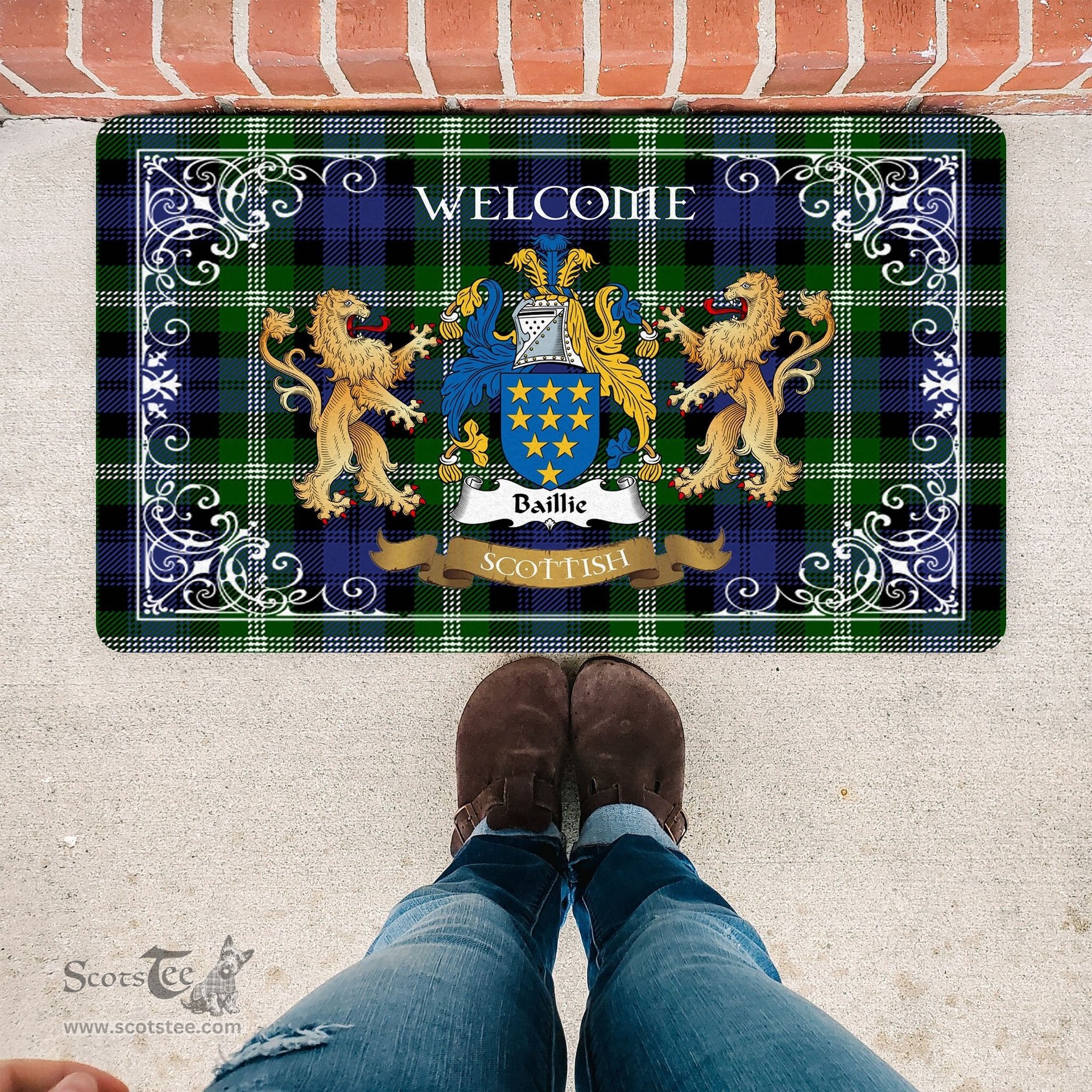Personalized Doormat, Custom Door Mats, Tartan Door Mat The Family Baillie Welcome Mat, Plaid Doormat Scottish, Custom Welcome Mats, Personalized Door Mat