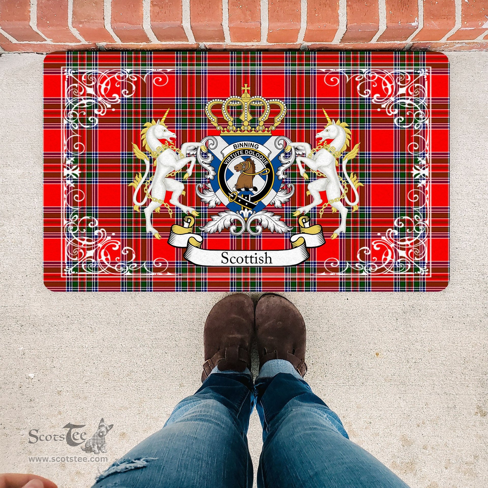 Personalized Doormat, Custom Door Mats, Welcome Mat Scottish Binning Tartan Door Mat, Plaid Doormat, Custom Welcome Mats, Personalized Door Mat