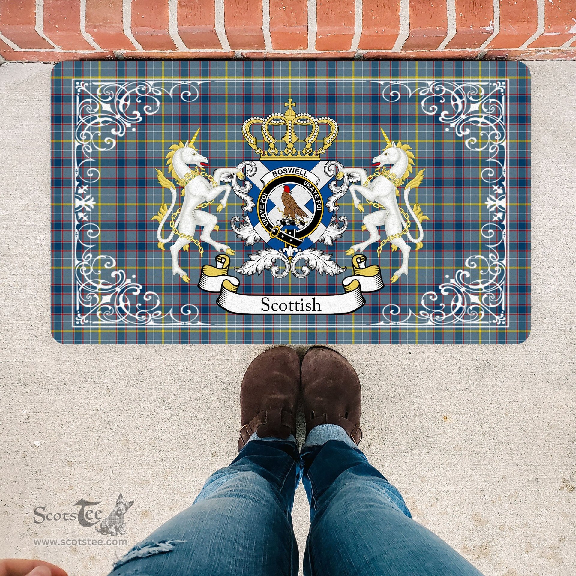 Personalized Doormat, Custom Door Mats, Welcome Mat Scottish Boswell Tartan Door Mat, Plaid Doormat, Custom Welcome Mats, Personalized Door Mat