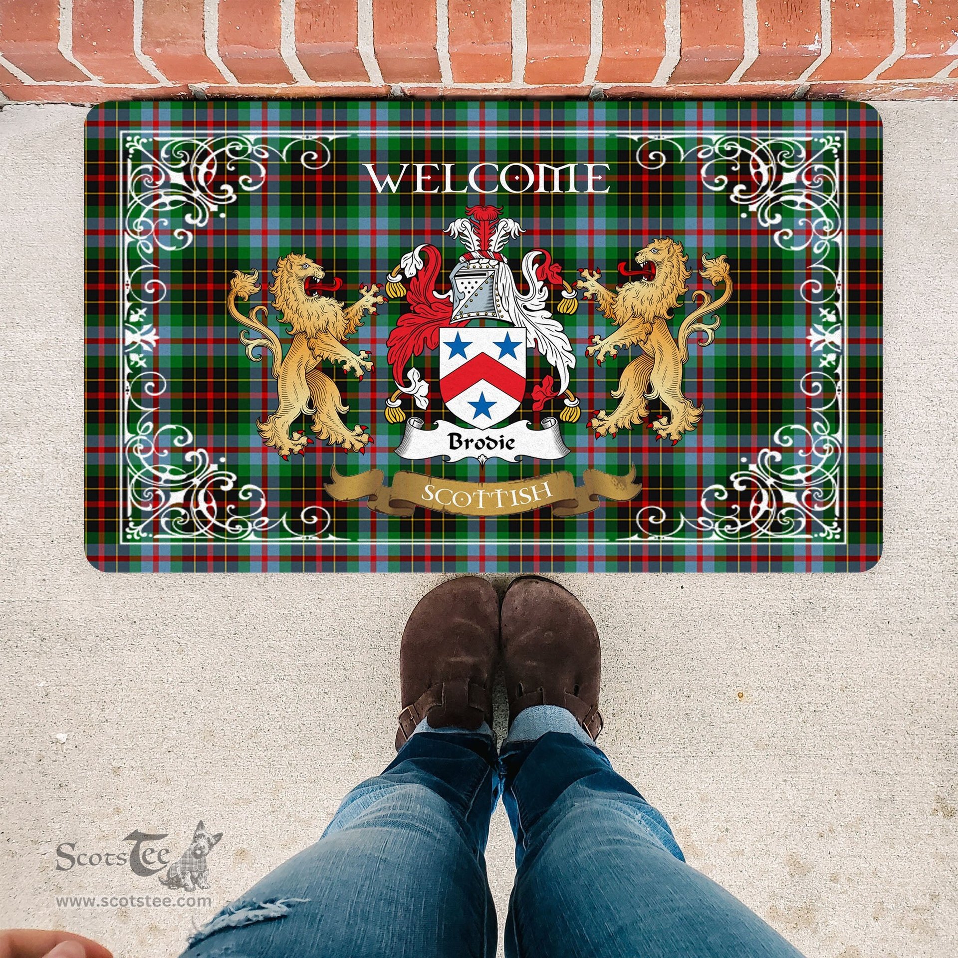 Personalized Doormat, Custom Door Mats, Tartan Door Mat The Family Brodie Modern Welcome Mat, Plaid Doormat Scottish, Custom Welcome Mats, Personalized Door Mat