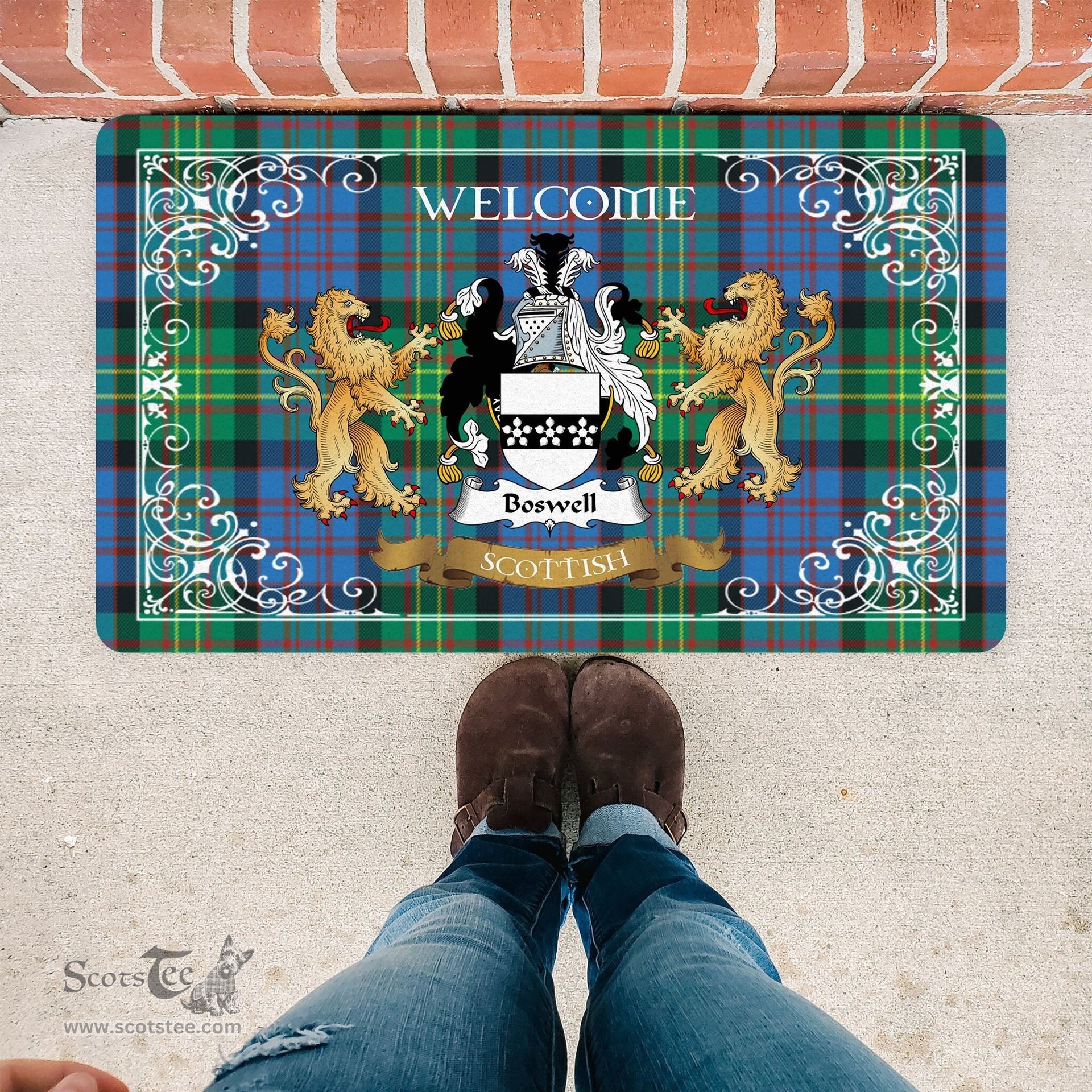 Personalized Doormat, Custom Door Mats, Tartan Door Mat The Family Bowie Welcome Mat, Plaid Doormat Scottish, Custom Welcome Mats, Personalized Door Mat