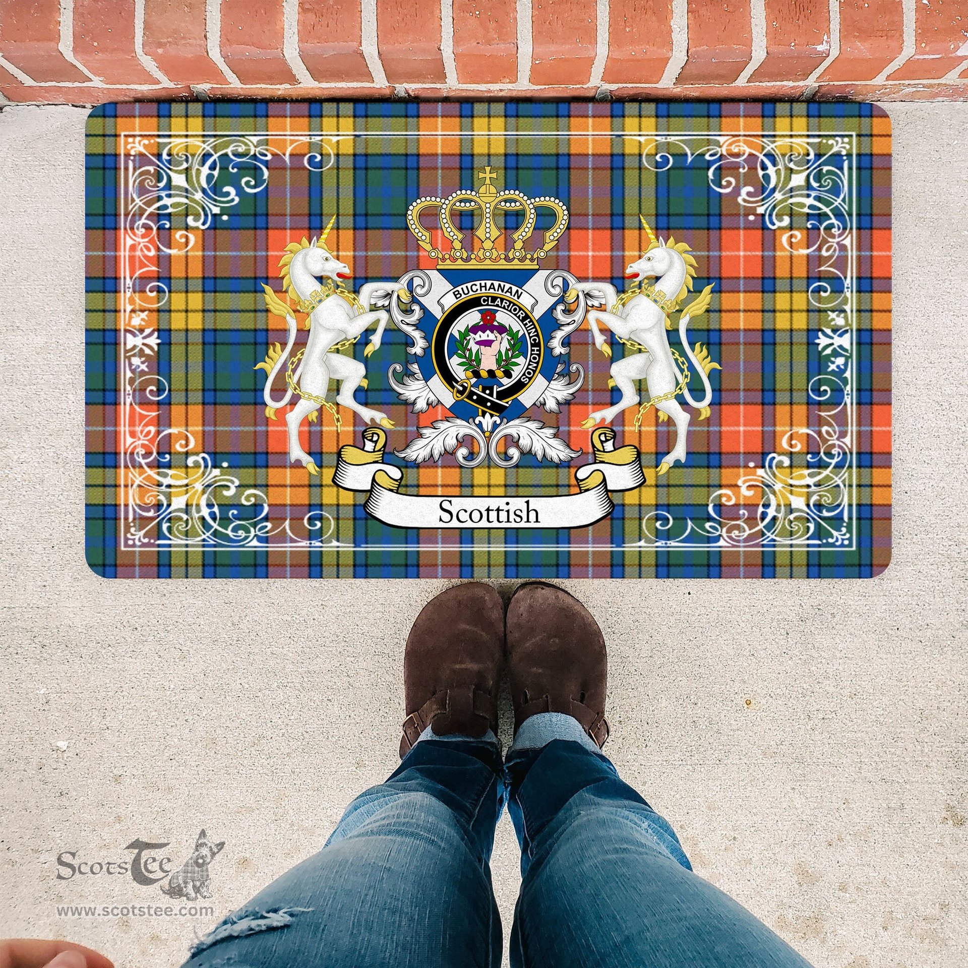 Personalized Doormat, Custom Door Mats, Welcome Mat Scottish Buchanan Ancient Tartan Door Mat, Plaid Doormat, Custom Welcome Mats, Personalized Door Mat