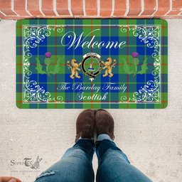 Personalized Doormat, Custom Door Mats, Welcome Mat Scottish Clan Barclay Hunting Ancient Tartan Door Mat, Plaid Doormat With Thistle and Two Lion Scottish, Custom Welcome Mats, Personalized Door Mat