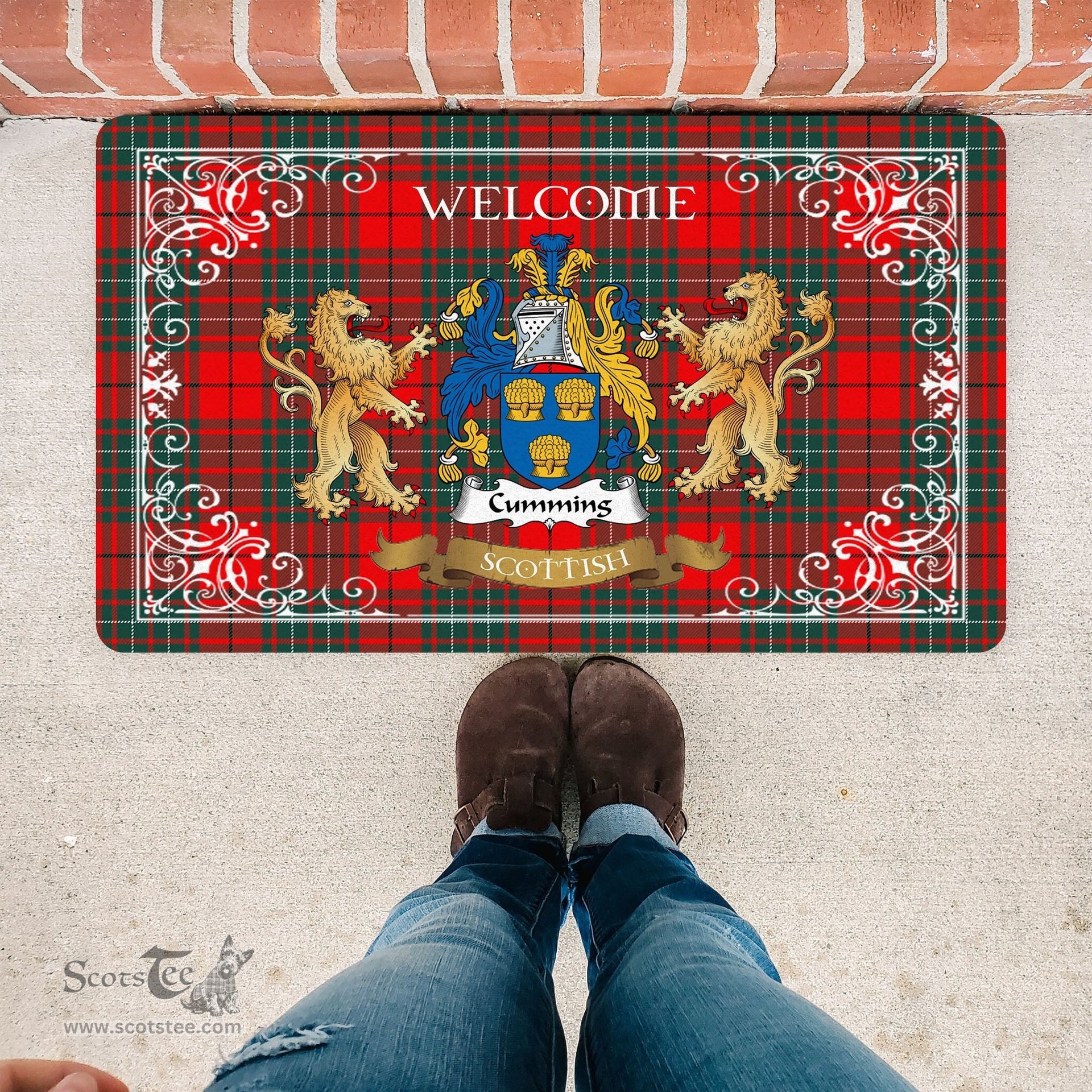 Personalized Doormat, Custom Door Mats, Tartan Door Mat The Family Cumming Welcome Mat, Plaid Doormat Scottish, Custom Welcome Mats, Personalized Door Mat