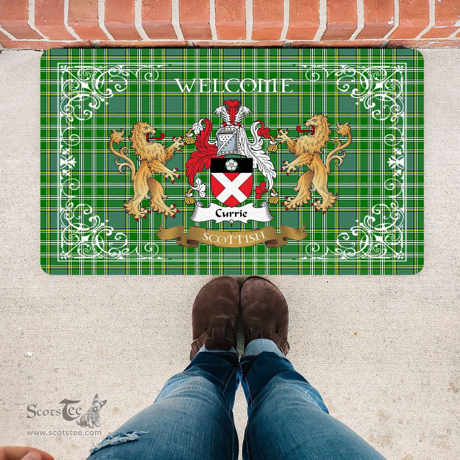 Personalized Doormat, Custom Door Mats, Tartan Door Mat The Family Currie Welcome Mat, Plaid Doormat Scottish, Custom Welcome Mats, Personalized Door Mat